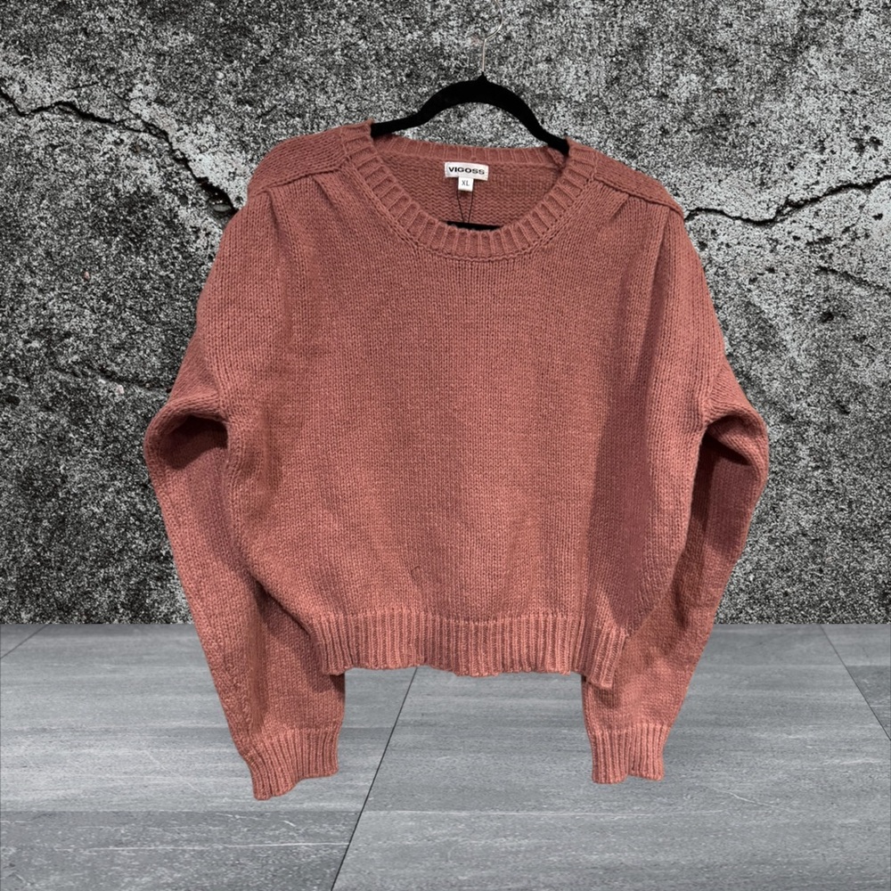 Vigoss Women's Dusty Rose Crew Neck Sweater